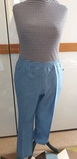 Damen Bügelfaltenhose / Schlupfhose mit Gummibund - blau, Kurzgröße 24, Gr. 48