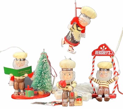 4 Hershey s  Kurt Adler Collection Ornaments 1990s Ice Skates Swing Kisses Tree