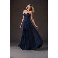 NWOT! Belsoie Long Sweetheart Strapless Tiffany Chiffon Gown Plus Size L184057 