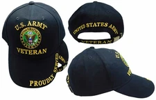U.S. Army Veteran Proudly Served Black Adjustable Embroidered Cap Hat LICENSED