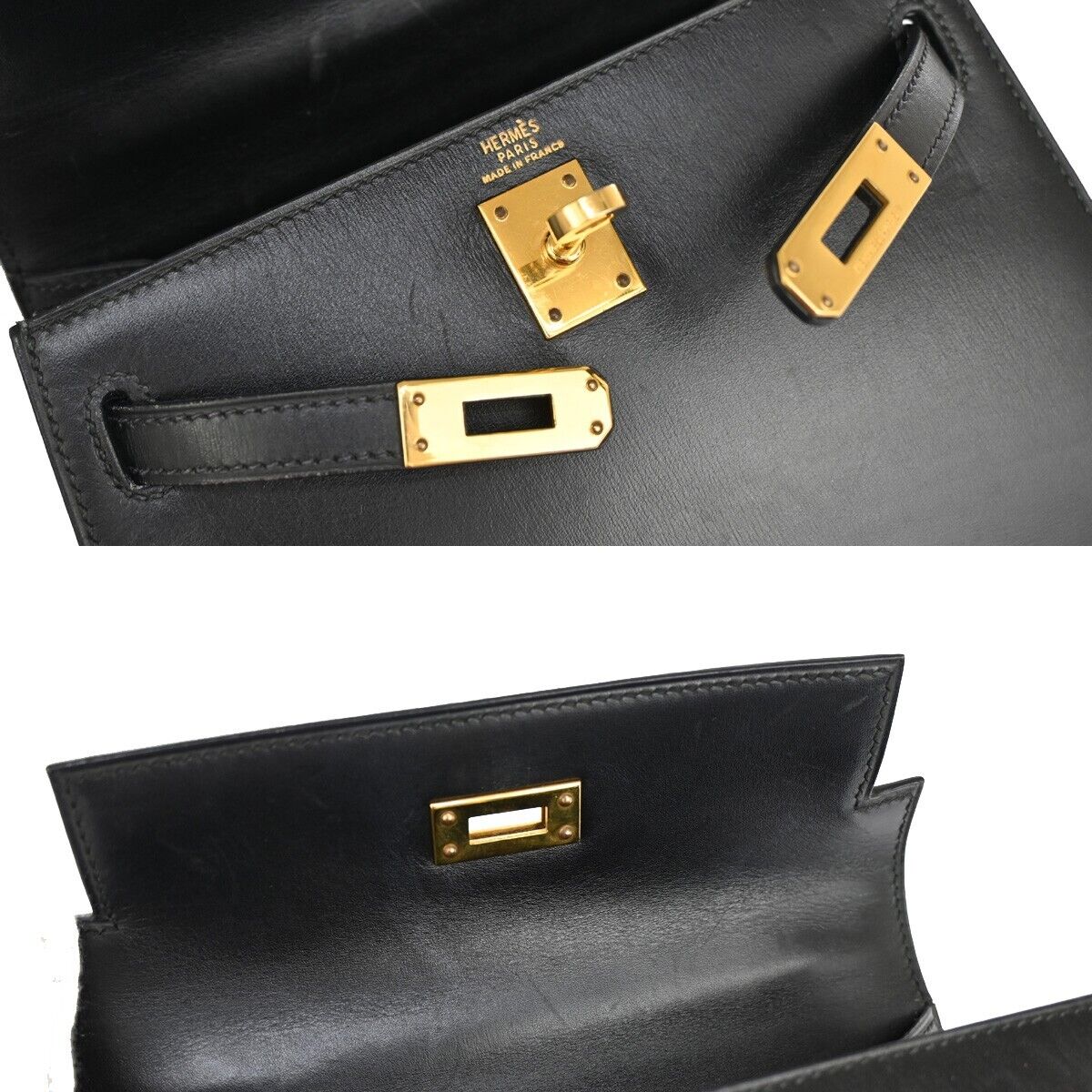 HERMES MINI KELLY 2WAY SHOULDER HAND BAG BOX CALF LEATHER HERMES MINI KELLY 2WAY SHOULDER HAND BAG BOX CALF LEATHER