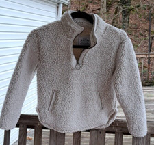 Members Mark Cuddly Sherpa Pullover Girls 10/12 White 1/4 Zip Kangaroo Pocket