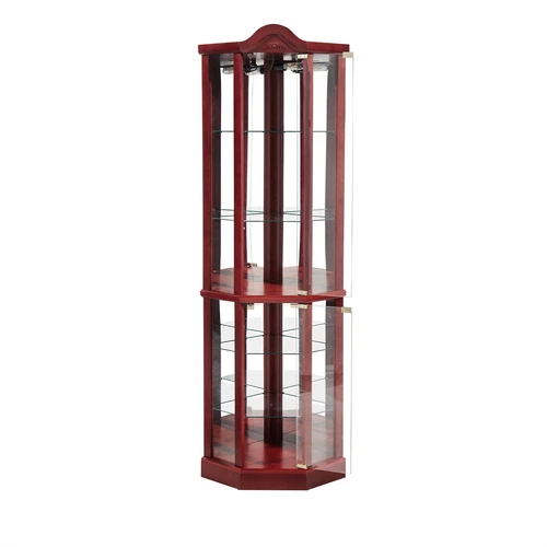 Lighted Curio Cabinet Corner Display Cabinet w/ Adjustable Glass Shelves - Picture 10 of 40