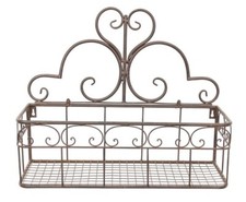 Blumenkasten "POZULI" Blumenwandkorb Metall  H/B/T 41/50/19cm dunkelbraun