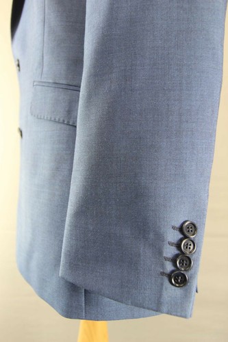 CHAQUETA AZUL MEZCLA RICA LANA NUEVA: PECHO 40 PULGADAS (AJUSTE LARGO) - Imagen 4 de 9