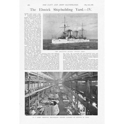 The Elswick Ship Building Yard Part IV - 2x Antique Prints 1898