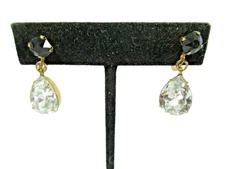 Amco Signed Vintage 12K Gold Filled Crystal Dangle Screw Back Earrings