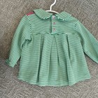 Squiggles by Charlie Green White Striped Collared Dress 12M Pima Cotton Girls — photo 4