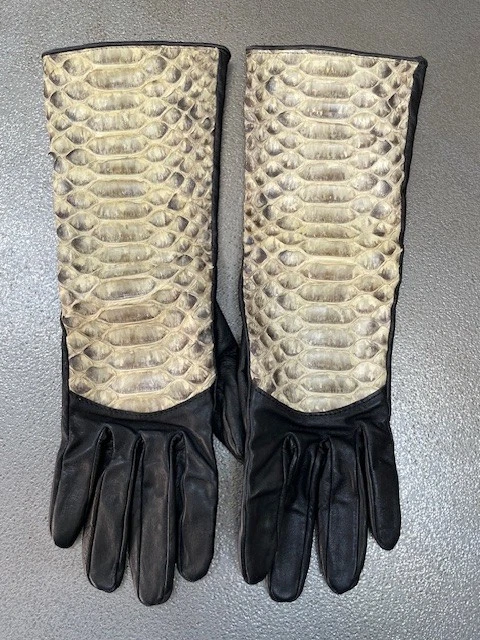 leather and python gloves size 7 or 7 1/2