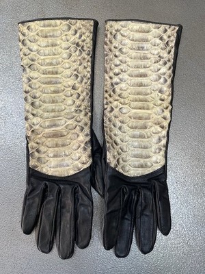 leather and python gloves size 7 or 7 1/2