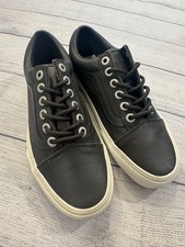 Vans Shoes Ladies Size 7 New Old Skool Black Leather Skateboarding Sneakers