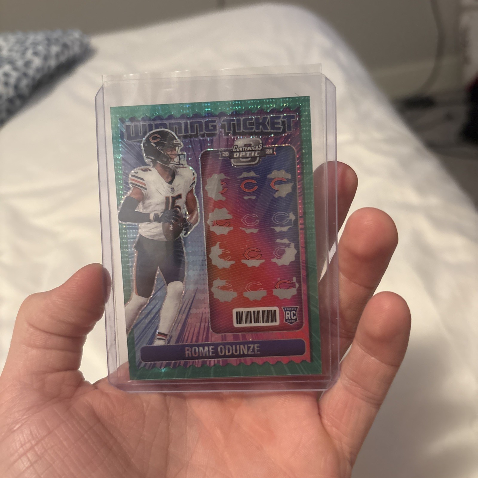 Rome Odunze Panini Contenders Optic Winning Tickets #WTROE Green Pulsar