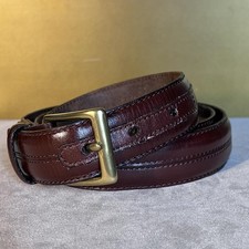 Vintage Dark Brown Leather Belt with Solid Brass Buckle