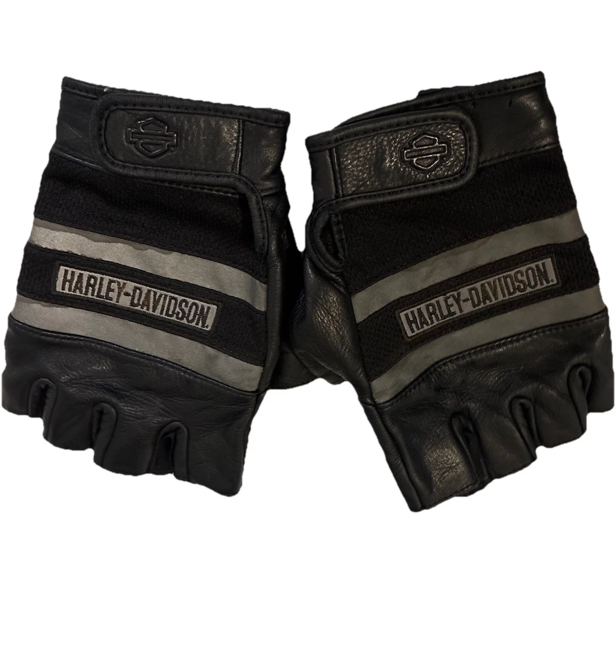 Harley Davidson Fingerless Biker Black Leather Gloves XL Moto Motorcycle