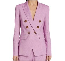 Veronica Beard Lonny Dickey Jacket Women's 14 Blazer Double Breasted Linen Blend