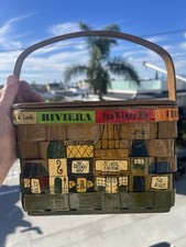 Vintage 70s Caro-Nan basket wooden penny purse St. Louis Missouri lined indie