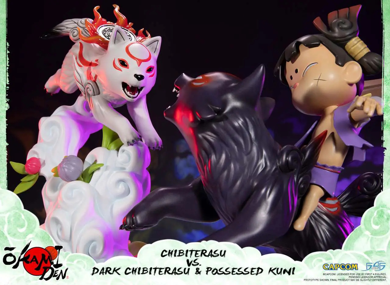 Okamiden (Chibiterasu VS Dark Chibiterasu & Possessed Kuni) RESIN Statue - Image 3
