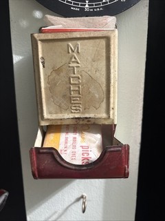 Vintage Wall Mount Matchbox Cover in Antique Metal Tin Match Box Holder