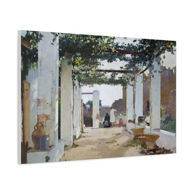 A Pergola in Spain 1874-1963 Fred Appleyard Fine Art Canvas, Stretched