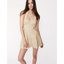 BARDOT Womens Lee Halter Utility Dress Medium US 6 Beige Sleeveless NWT