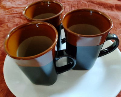 Royal Norfolk Coffee Cup  black  Brown Mug Square Shape set of 3 made in China