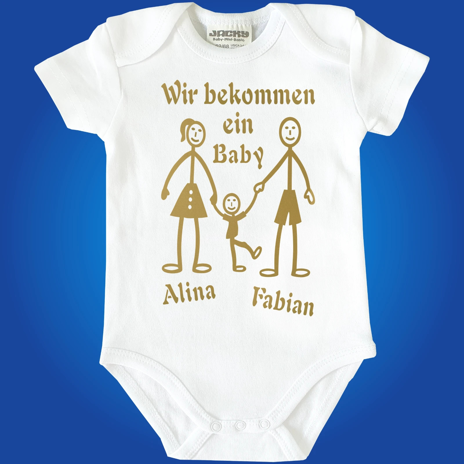 Baby-Body Bodie Babybody - Wir bekommen ein Baby - Strichmännchen Familie Eltern