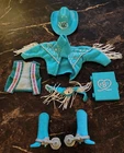 Vintage Mattel Western Stampin Barbie Horse Outfit 1993 BLUE Silver Lot #