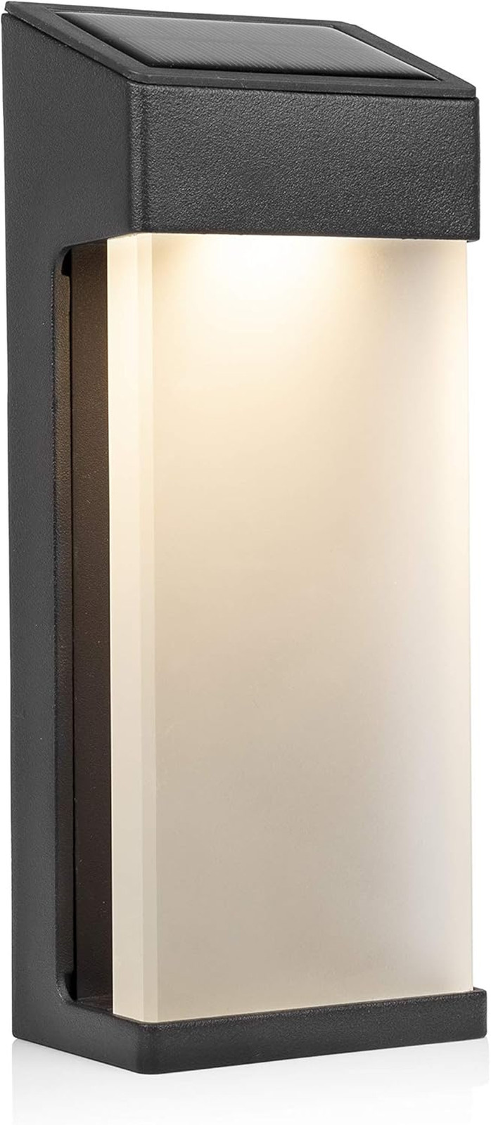 New Pack Of 1 LED Solar Wall Light Outdoor Aluminium IP44 Warm White 10 Lumens