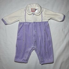 Baby Togs Baby Girl Vintage Velour Purple/White Floral 1-Piece Outfit Size 3-6M