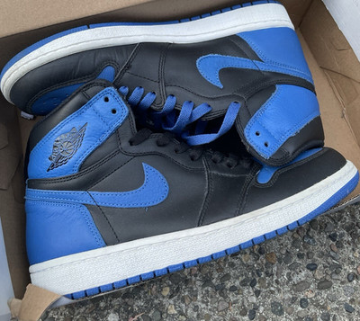 Nike Air Jordan 1 Retro High OG Royal Black Blue Leather High Top Sneaker
