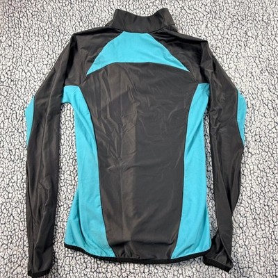 Second Skin Womens Small Quarter Zip Long Sleeve Athletic Top Grey Turquoise EUC