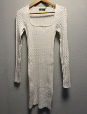 Marciano Damen Strickkleid Weiß M Zopfmuster...