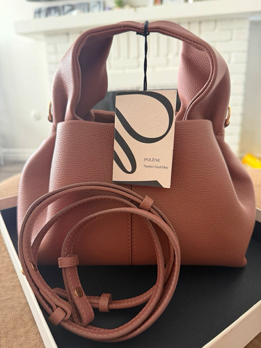 Polène Numéro Neuf Mini Top Handle Bag, Pink Blush, Detachable Strap Gold