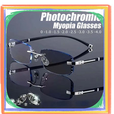 Photochromic Gunmetal Progressive Multifocal Reading Glasses Anti-blue Magnifier