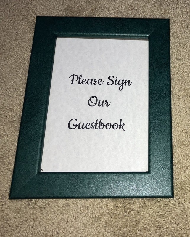 Please Sign Our Guestbook Wedding Sign, Forest Green 5x7” Standing Frame