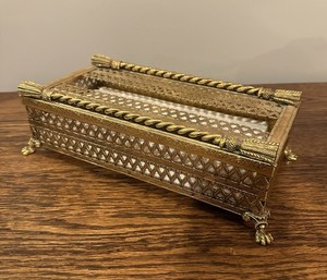 Vintage Gold Tone Tissue Box