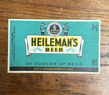 Vintage G. Heileman Brewing Co. Wisconsin IRTP Beer Bottle Label QUART