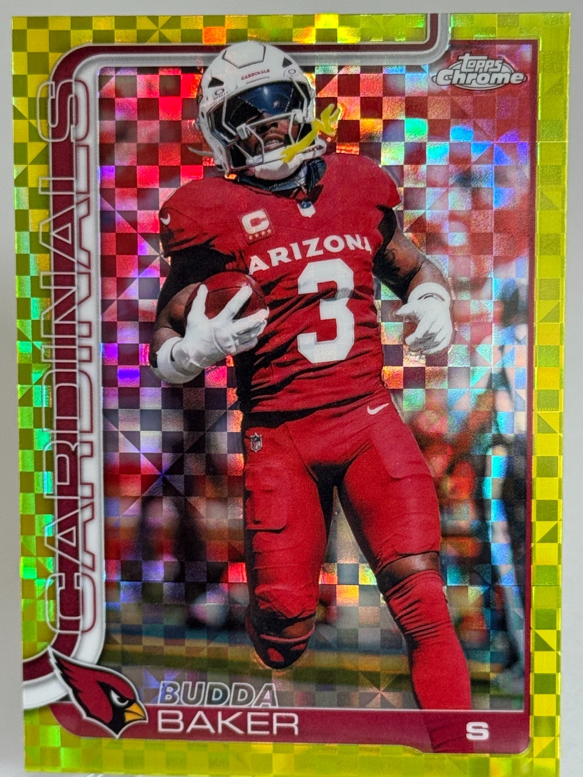 2025 Topps Chrome Football Budda Baker Lime Green X-Fractor #8 Cardinals