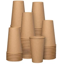 GUSTO 100 Kraft 16oz Disposable Paper Cups, Hot Coffee, Eco-Friendly, Unbleached
