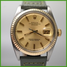 VINTAGE ROLEX OYSTER DATEJUST 1601 CHAMPAGNE DIAL 14K GOLD SS MENS WATCH