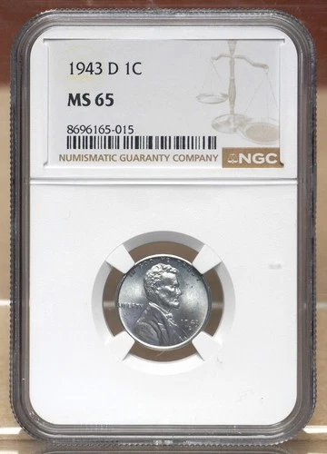 1943-D STEEL WARTIME LINCOLN CENT NGC MS65 165015