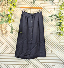 A.P.C. Women's Navy Blue A-Line Button Front Skirt Waist Viscose Blend Size 36