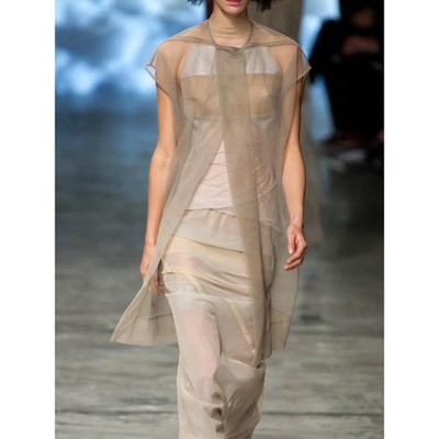 NWT Rick Owens Island River Vest Plain Short Mantle Parchment SS 2013 IT 40 US 6
