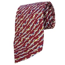 Venezia Men's Red Geometric Silk Tie Classic Length 59  x 3.5  