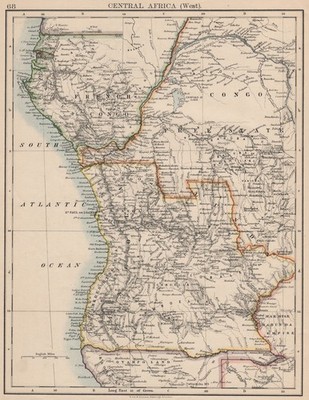 KOLONIALES ZENTRALAFRIKA. Französisch Kongo Freistaat Portugiesisch West Af.  Karte 1895
