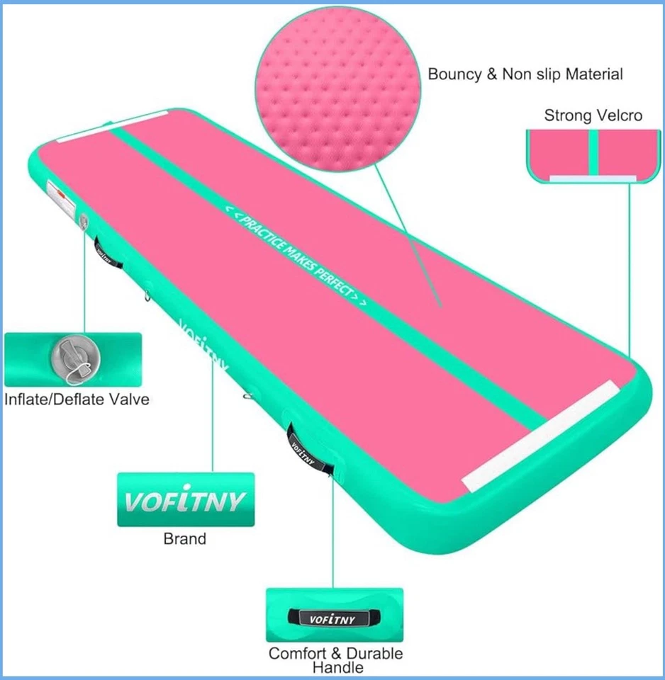 Tapete de ginástica para todos os fins 10 pés e com tapete inflável de 3 pés sem bomba... - Imagem 3 de 3