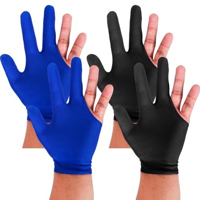 3 Finger Billiards Gloves 2 Pcs Spandex Breathable Left Right Hand for Pool Spor