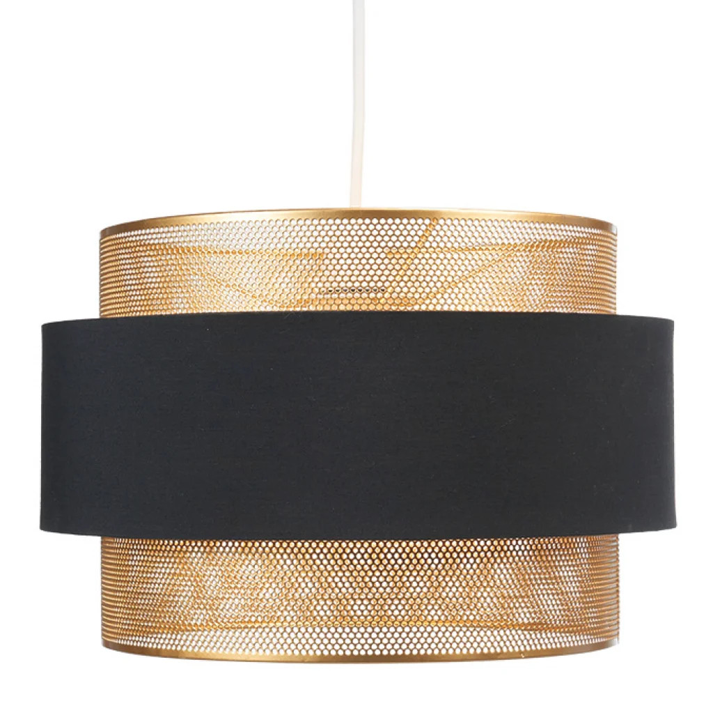 Metal Lampshade Black Loburn And Gold 300mm Shade Only Oaks Lighting 7412/30