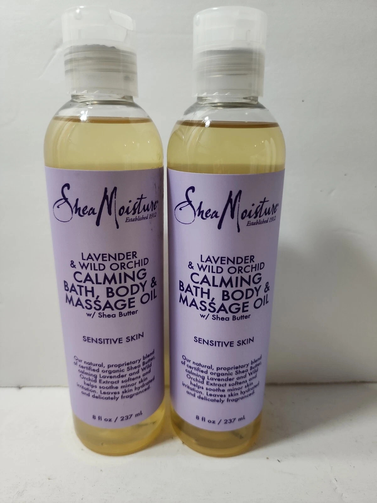 Shea Moisture Lavender & Wild Orchid Calming Bath Body &Massage Oil 8oz 2 PACK