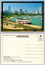 1978 Chicago Harbor Skyline Willis Tower Marilyn Boat Illinois Postcard
